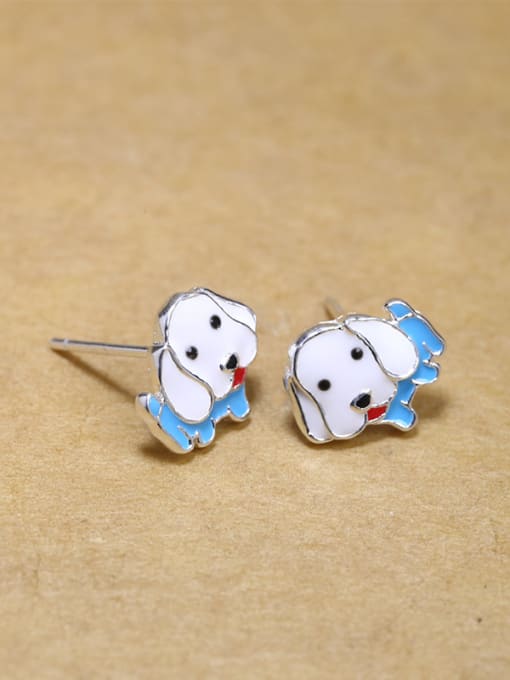 Peng Yuan 925 Silver Tiny Cute Puppy Dog Glue Stud Earrings 1