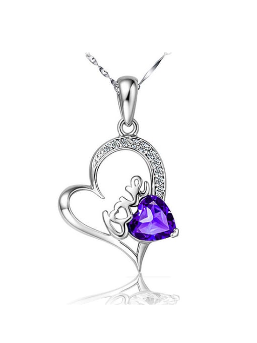 purple Fashion Heart Cubic Zircon Copper Pendant