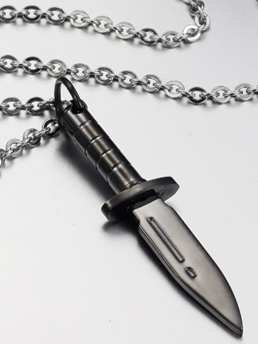 Open Sky Personalized Black Dagger Titanium Necklace 1