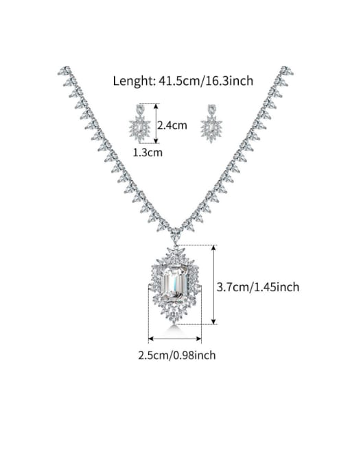 Mo Hai Copper With Platinum Plated Simplistic Geometric  Pendant 2 Piece Jewelry Set 4