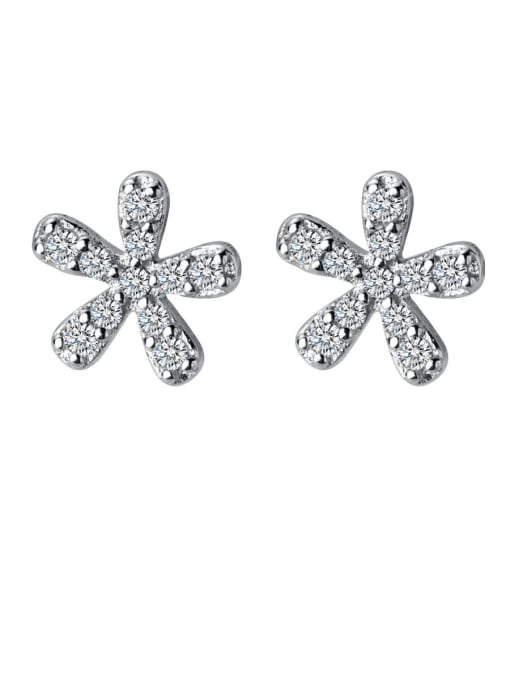 Rosh 925 Sterling Silver With Cubic Zirconia Cute Flower Stud Earrings 3