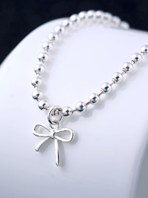 kwan Lovely Bow Shaped Accessories Fashion Silver Bracelet 1