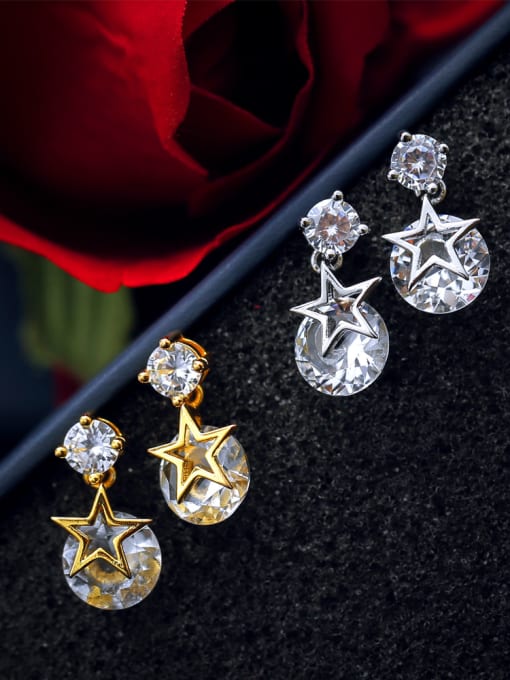 Ya Heng Elegant Exquisite Star Zircons Fashion Drop Earrings 3