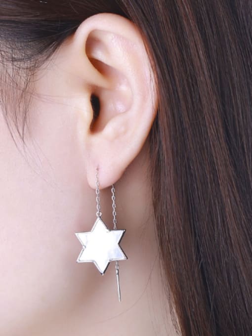 One Silver Elegant Star Shaped Shell Line Earrings 1