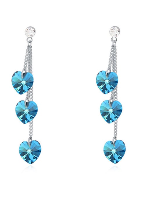royal blue Fashion Heart-shaped austrian Crystals Alloy Drop Earrings