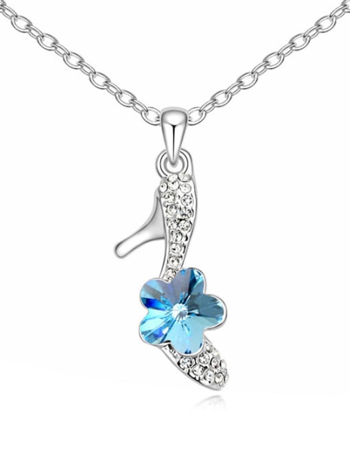 light blue Personalized High-heeled Shoes Pendant austrian Crystals Necklace