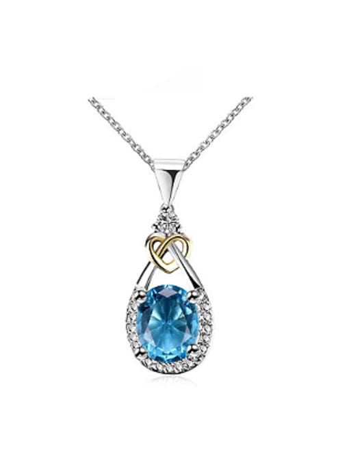Blue Elegant Water Drop Shaped Zircon Necklace