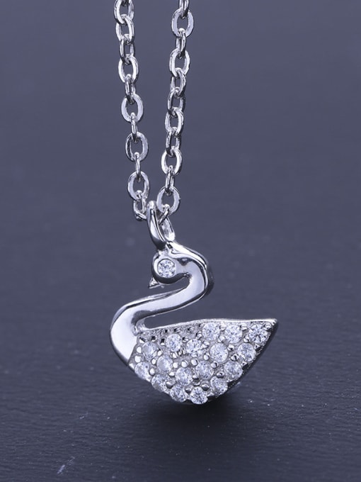 One Silver S925 Silver Swan Necklace