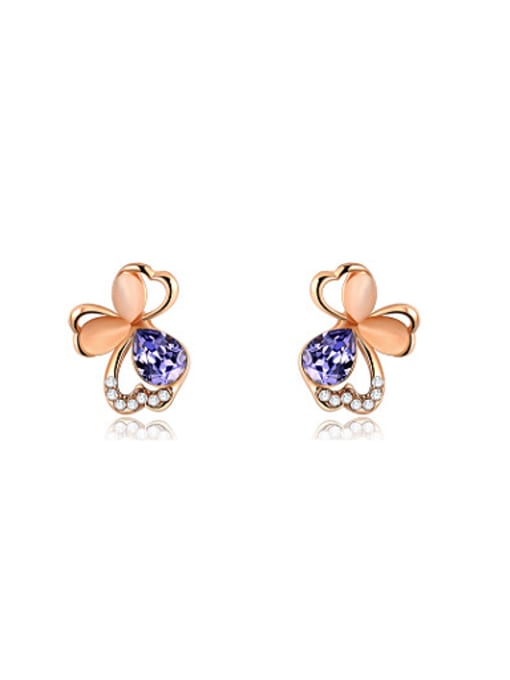 Rose Gold Exquisite Bowknot Shaped Austria Crystal Earrings