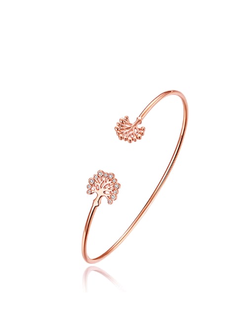 rose Gold Simple Little Trees Opening Bangle