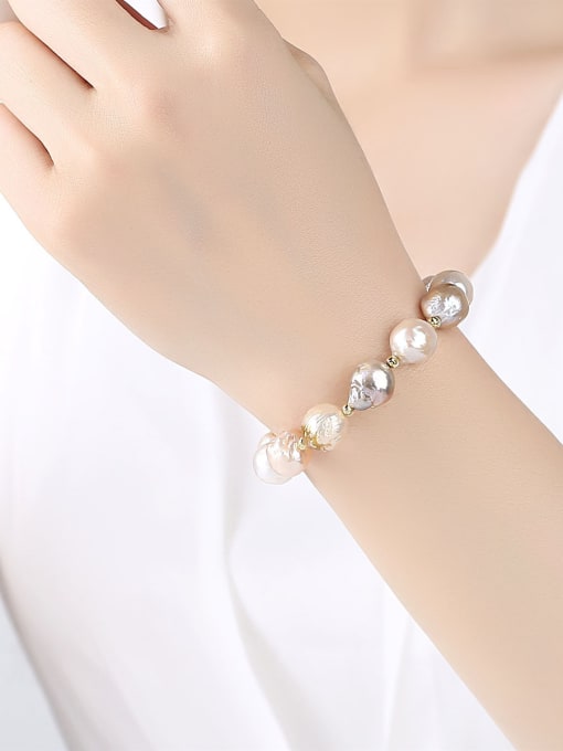 CCUI Pure silver plating 18K-gold Baroque natural pearl bracelet 2