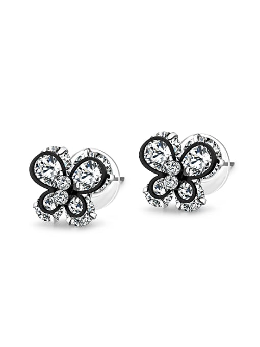 platinum Elegant Butterfly Cubic Rhinestones Stud Earrings