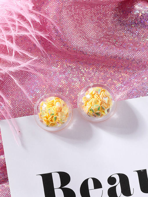 G Yellow (Diamond) Alloy With Platinum Plated Cute Colorful Sequins transparent Ball Drop Earrings
