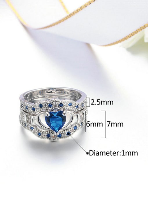 ZK Three Layer Blue White Zircons Fashion Ring 3