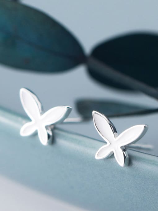 Rosh 925 Sterling Silver With Silver Plated Simplistic Butterfly Stud Earrings 0