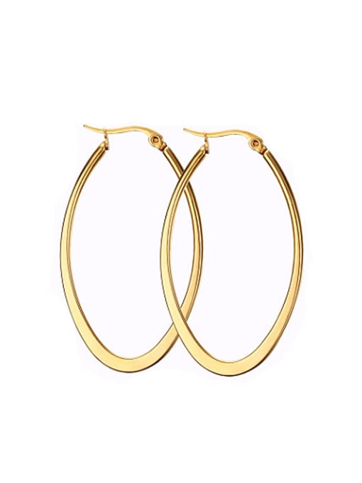 CONG Fashionable Gold Plated Letter U Shaped Titanium Drop Earrings 0