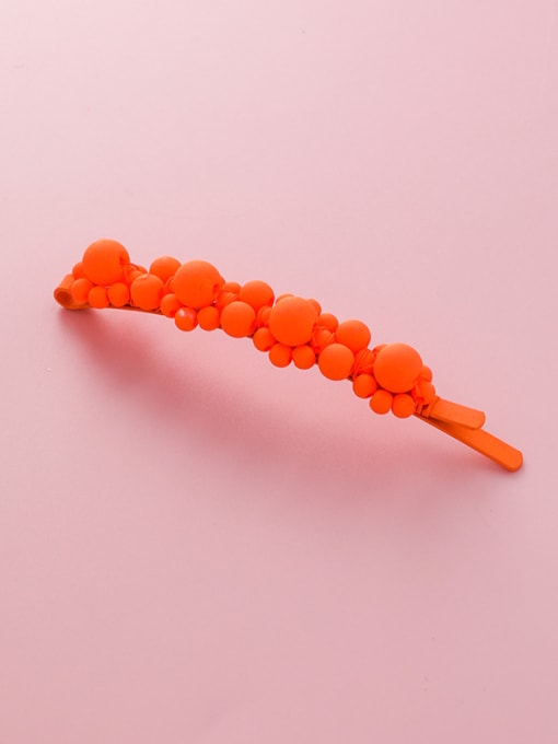 F orange (four flowers) Alloy With Platinum Plated Candy-colored beads  Barrettes & Clips
