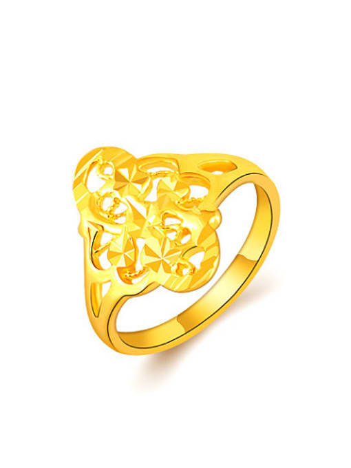 Yi Heng Da Women Personality Hollow Flower Shaped Copper Ring 0
