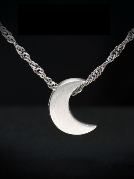 Rosh S925 Silver Drawing Moon Necklace 1