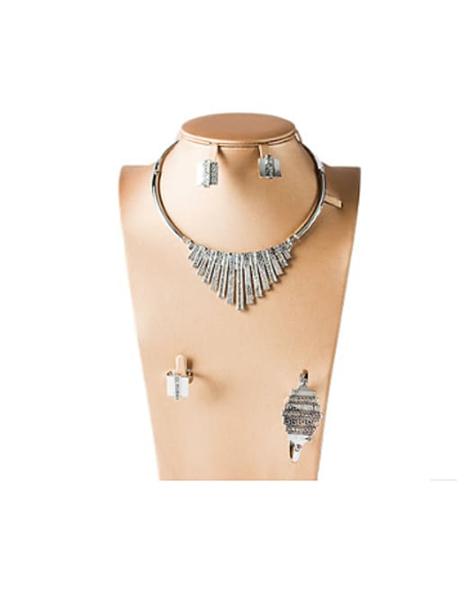 white Laser Alloy Colorfast Four Pieces Jewelry Set