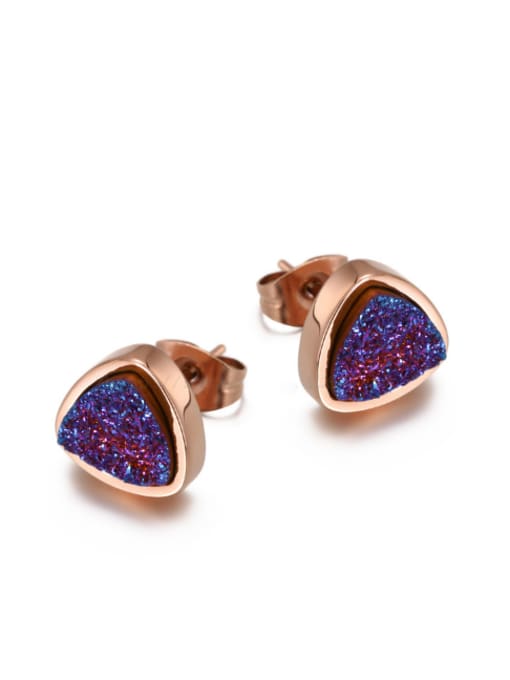 Purple 18K Rose Gold Titanium Crystal Cluster stud Earring