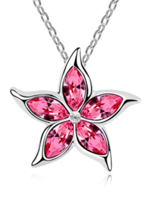 pink Simple Marquise austrian Crystals Flowery Alloy Necklace