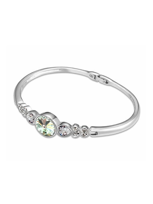 White Simple Cubic austrian Crystals Alloy Bangle