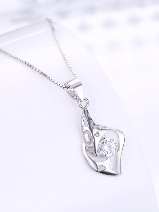 OUXI Simple Zircon Silver Women Necklace 2