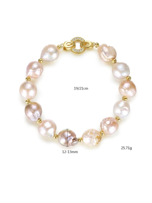 CCUI Pure silver plating 18K-gold Baroque natural pearl bracelet 3