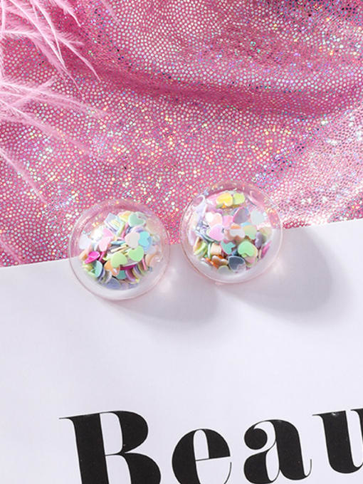 J Love Payment Alloy With Platinum Plated Cute Colorful Sequins transparent Ball Drop Earrings