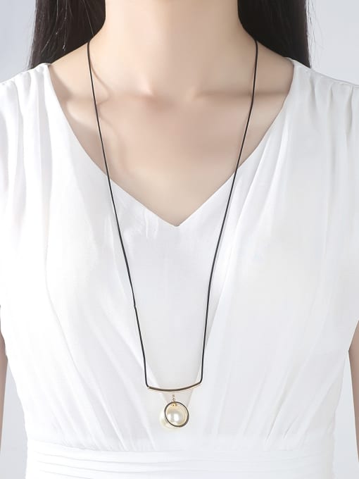 BLING SU Copper With Champagne Gold Plated Simplistic Geometric Necklaces 1