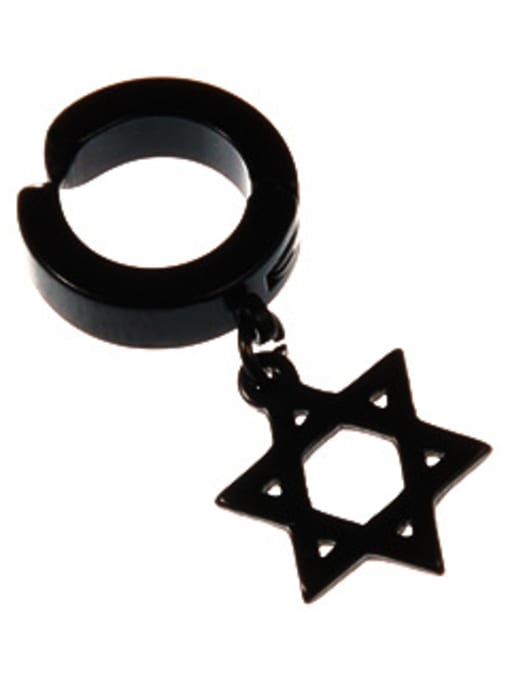 Section 4 Black Hexagram Stainless Steel With Gun Plated Punk Cross animal Clip On Earrings