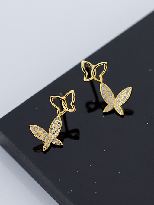 Rosh Sterling Silver with tiny zircon butterfly studs earing