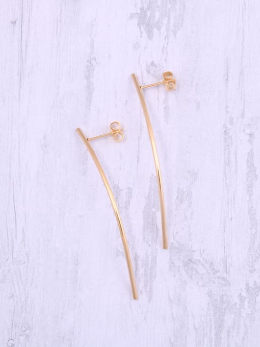 GROSE Titanium With Gold Plated Simplistic Smooth Fringe Threader Earrings