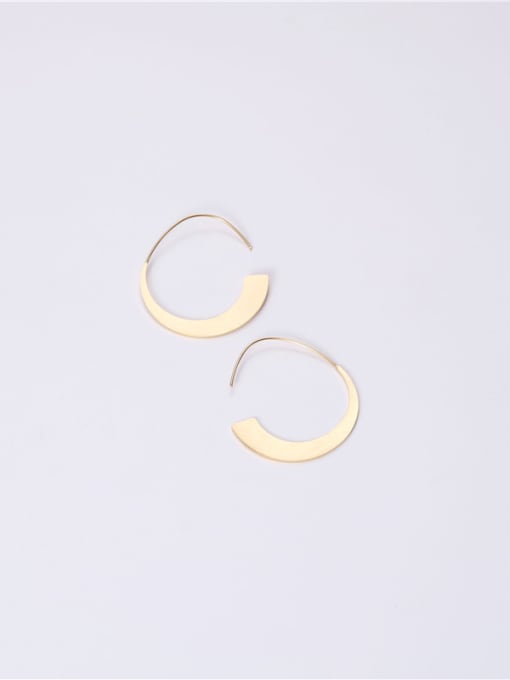 GROSE Titanium With Gold Plated Punk Irregular Hook Earrings 0
