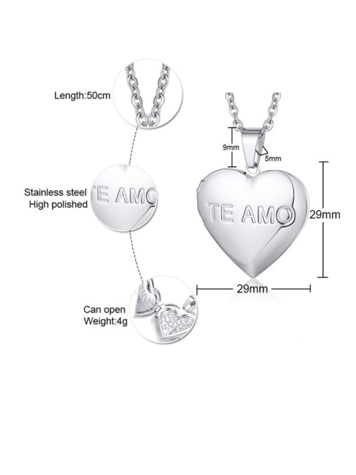 CONG Stainless Steel With Platinum Plated Simplistic Heart Necklaces 2