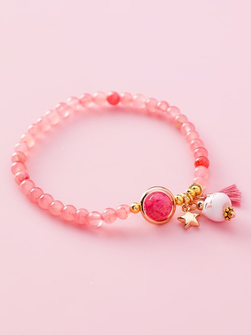 10627A Beads (Pink) Alloy With 18k Gold Plated Bohemia Charm Bracelets