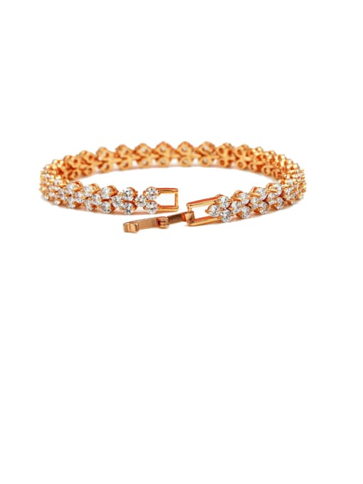 Rose Gold Copper With Cubic Zirconia  Simplistic Round Bracelets