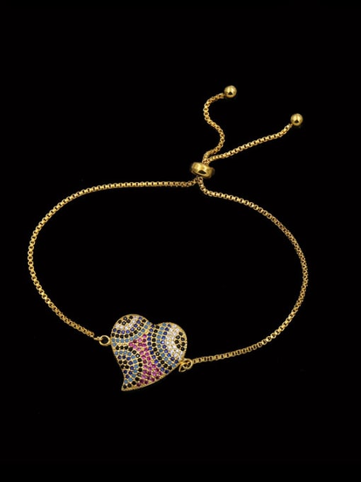 Golden Heart-shaped Adjustable Bracelet