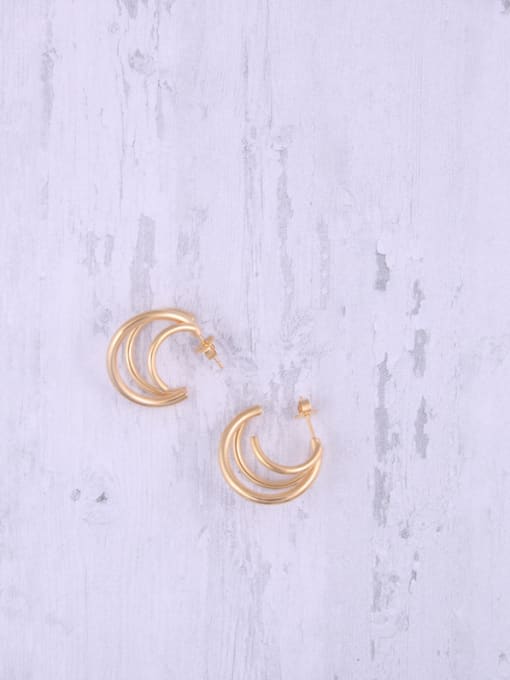 GROSE Titanium With Gold Plated Simplistic  Hollow Geometric Hoop Earrings 3