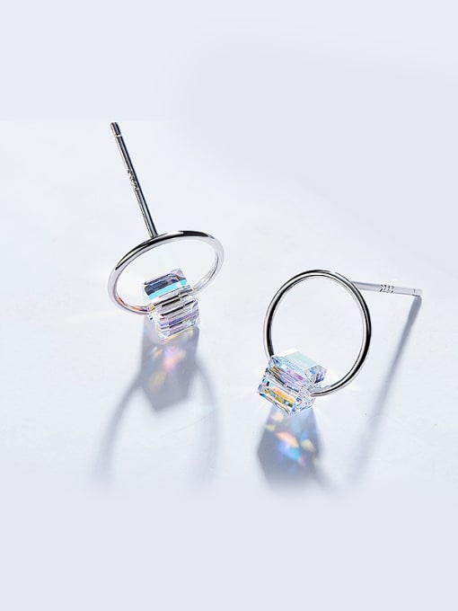 Multi-Color S925 Silver Round Shaped hoop earring