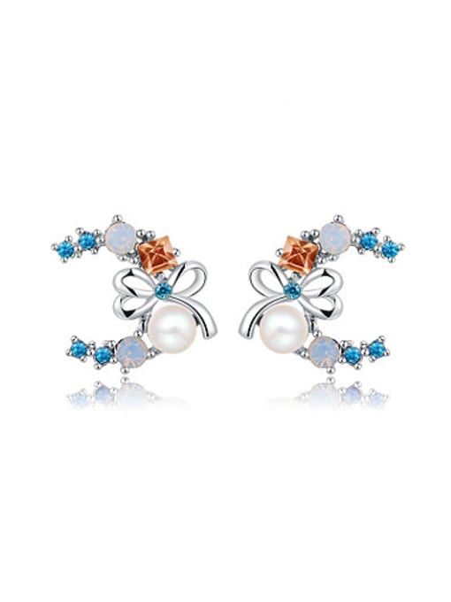 Ronaldo Elegant Bowknot Shaped Artificial Pearl Stud Earrings 0