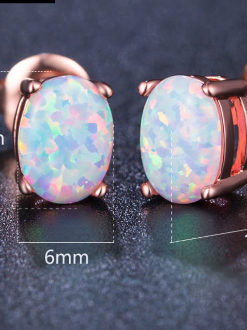 Rose Gold Colorful Popular Oval Shaped Fashion Stud Earrings