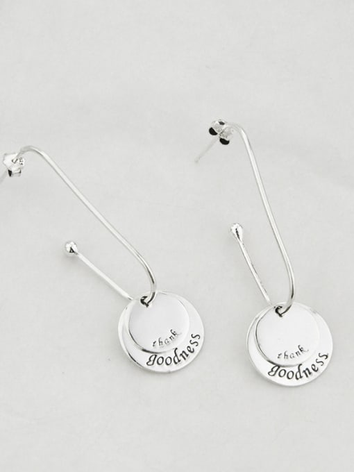 SHUI Vintage Sterling Silver With   Platinum Plated Simplistic Round Hook Earrings 2