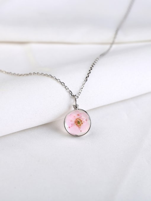 Peng Yuan Fashion Glass Ball Flowery Silver Necklace 0