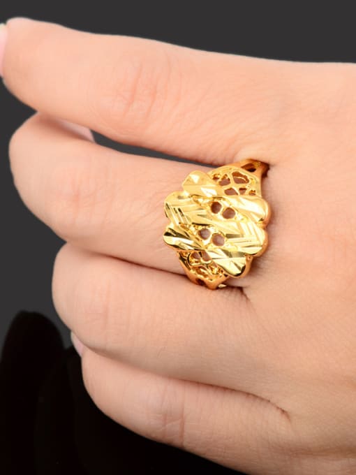Yi Heng Da Fashion Style 24K Gold Plated Geometric Copper Ring 2