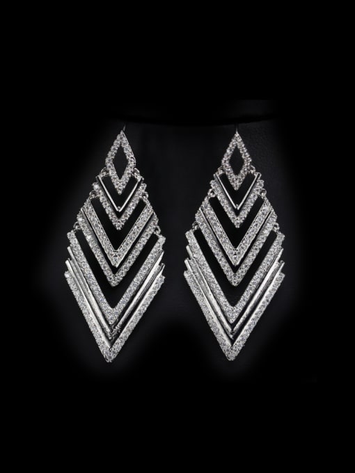 L.WIN Western Diamond Shaped Zircons drop earring 0
