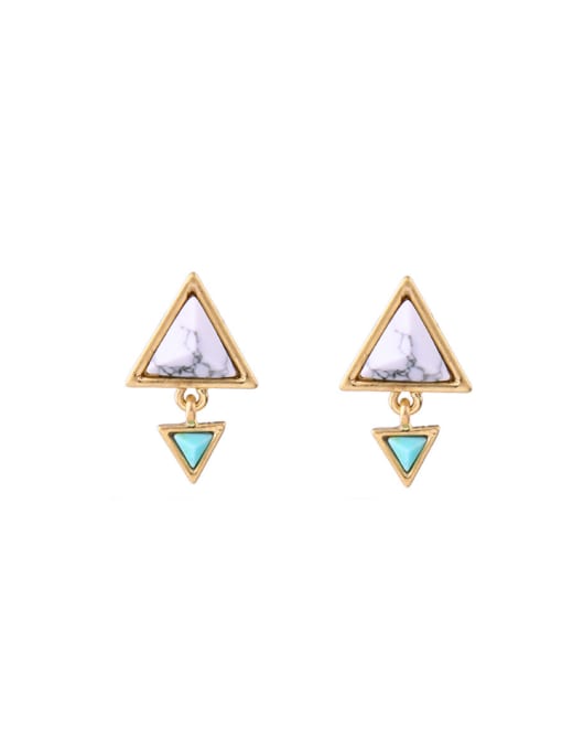 KM Artificial Stones Double Triangle stud Earring 0