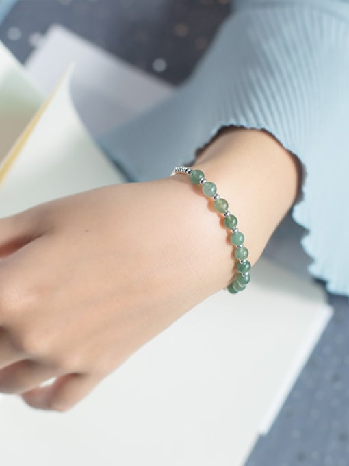 Rosh Elegant Green Crystal S925 Silver Band Bracelet 1