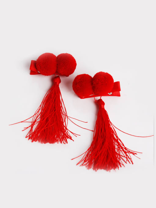 red Ball Tassel Hair clip